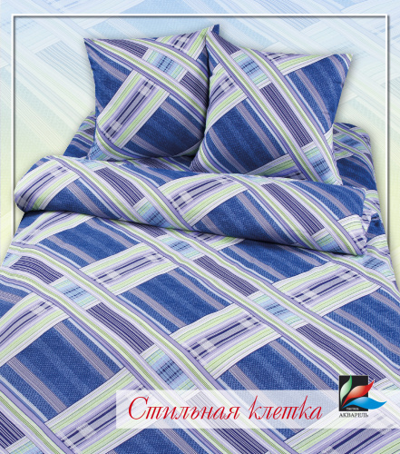 КПБ Арт. 5553-1 Стильная клетка (синий) (пл. 120 г/м)